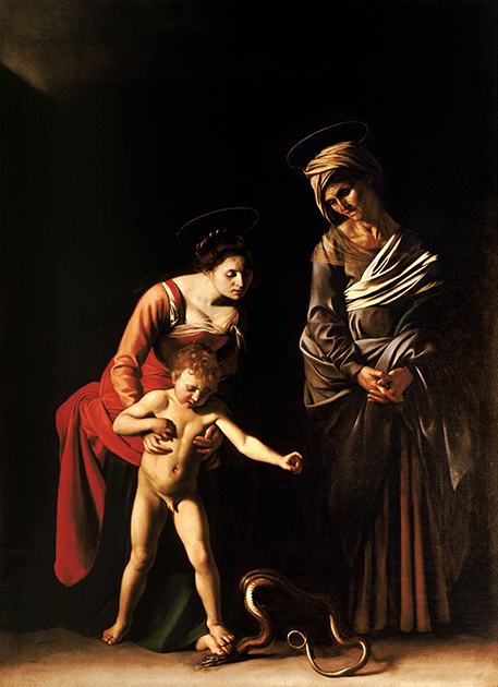 Michelangelo Merisi  de Caravaggio, Arciconfraternita di Sant'Anna de Parafrenieri (Madonna and Child with St Anne), 1606, Galleria Borghese, Rome. Image: akg-images